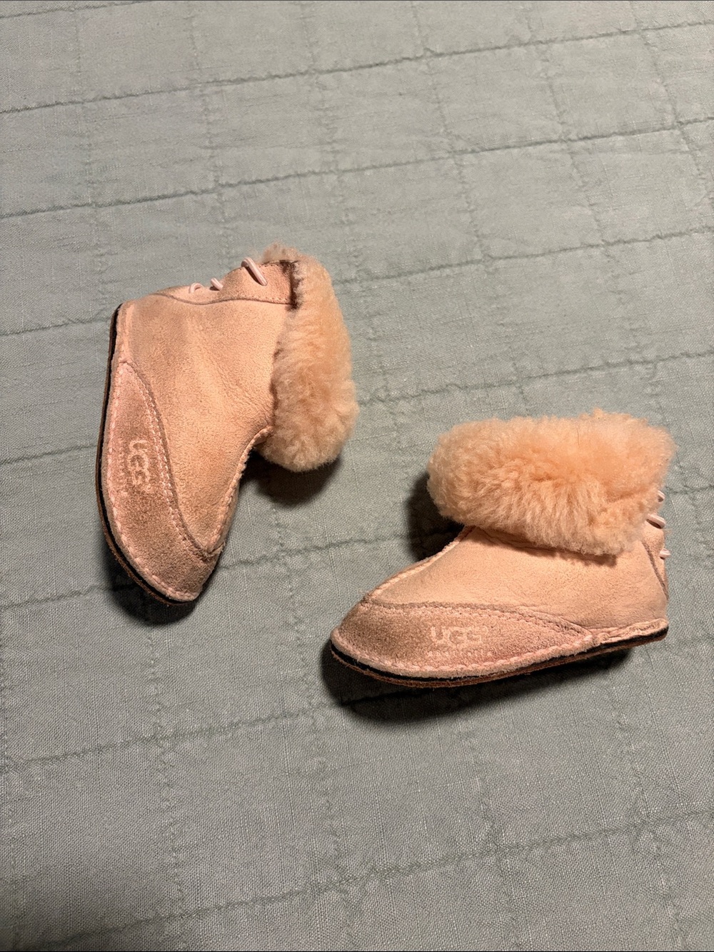 UGG Peach Suede Shearling Kids Slippers